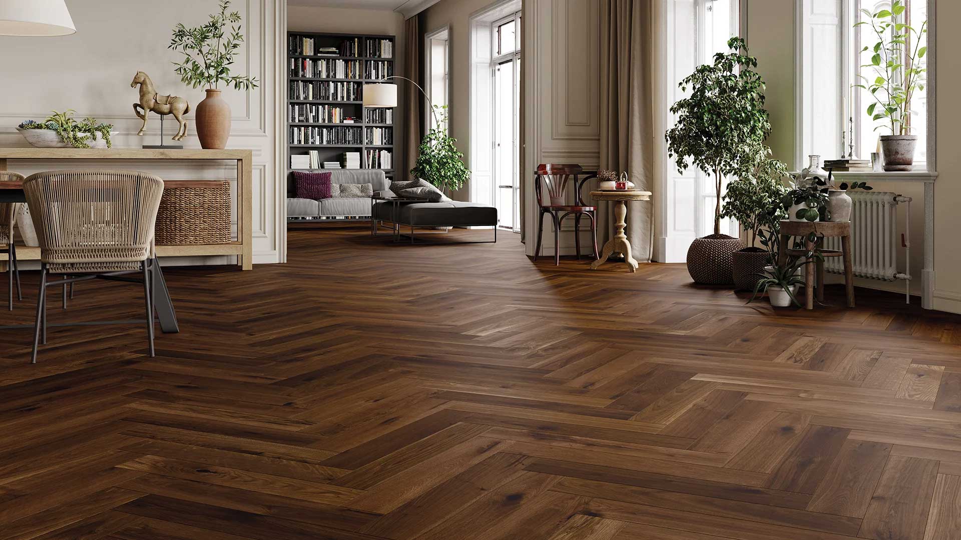 باركيه طبيعي Oak-Trapani-Herringbone من ارش ديكو